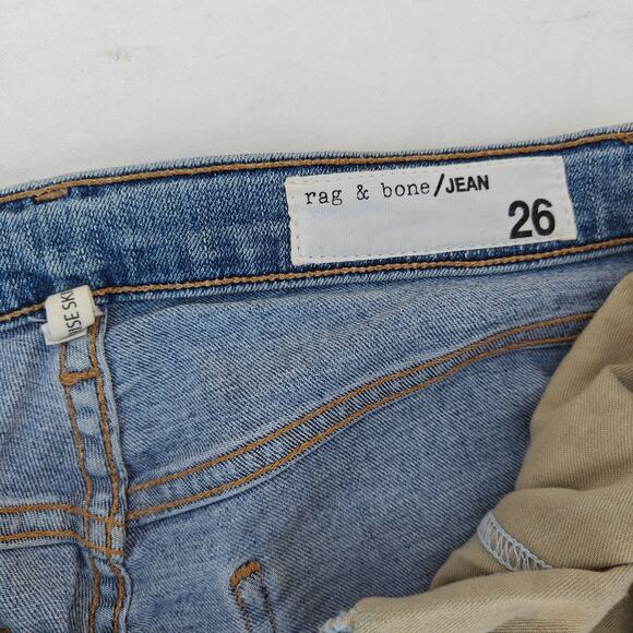 Rag & Bone/JEAN High Rise Skinny Jeans 26 Blue w/ Pink Side Stripe - Picture 7 of 9